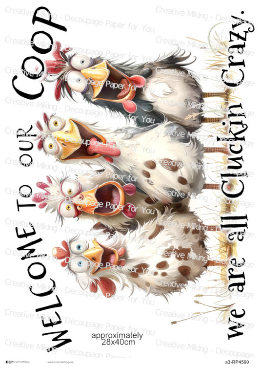 Chicken Funny Decoupage Rice Paper | RP4560