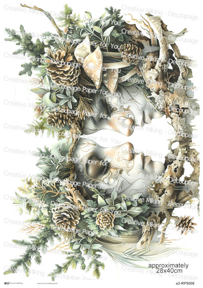 Souls Of The Forest – Abstract Woodland Faces Decoupage Paper | RP5008