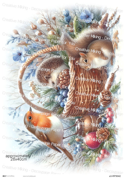 RP5042 - Robin with Hedgehog and Squirrel