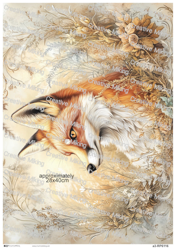 Fox in Autumn Meadow Decoupage Rice Paper | RP6116