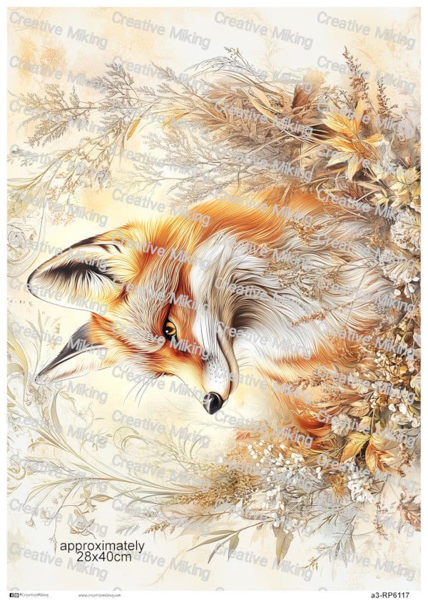 Fox in Autumn Meadow Decoupage Paper | RP6117