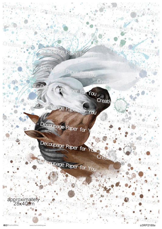 Horses Watercolor Splash Decoupage Paper | RP2188e
