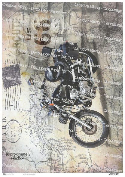 Motorcycle Vintage Decoupage Paper | RP2471