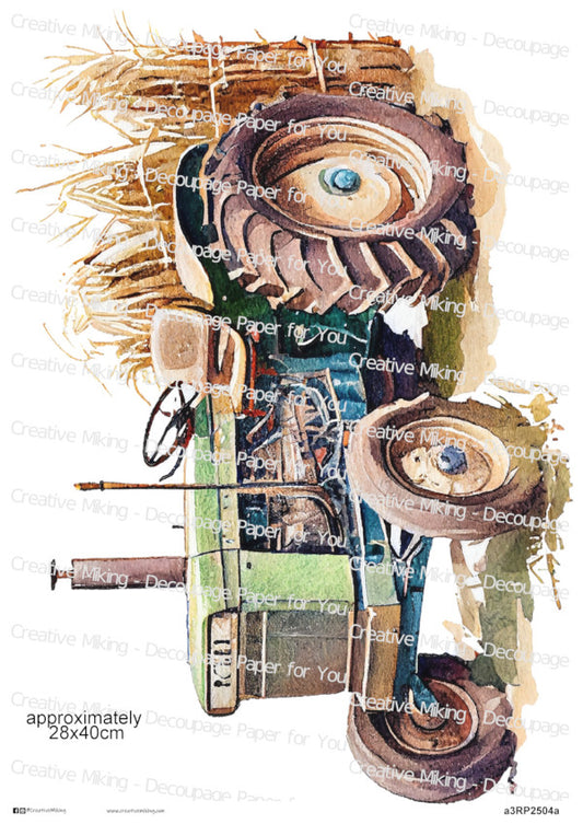 Tractor Vintage Decoupage Paper | RP2504a