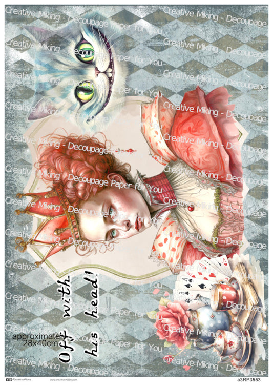 Wonderland Queen Quote Decoupage Paper – “Off With His Head!” | RP3553