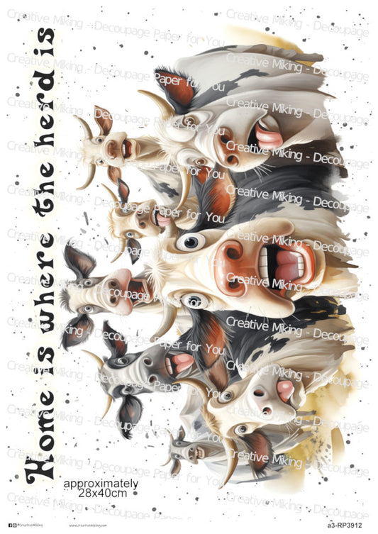 Cows Funny Decoupage Paper | RP3912