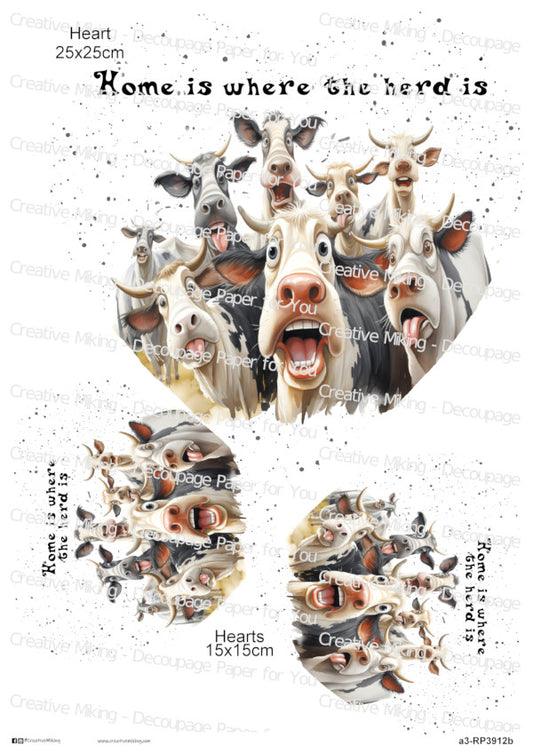 Cows Funny Decoupage Paper | RP3912b