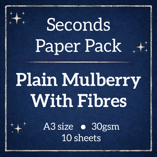 SECONDS Plain Mulberry Paper WITH Fibres, A3 size, 30gsm - 10 sheets