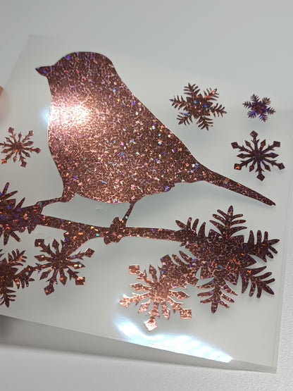 Vinyl Decal - Robin with Snowflakes