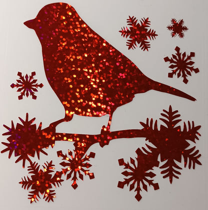 Vinyl Decal - Robin with Snowflakes