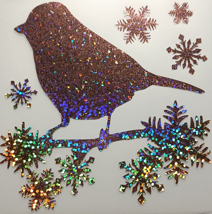 Vinyl Decal - Robin with Snowflakes