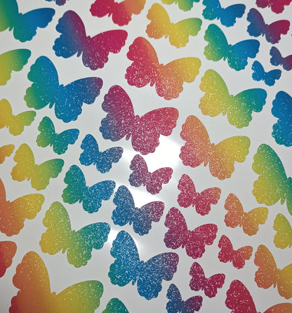 Vinyl Decal - Diagonal Rainbow Butterflies